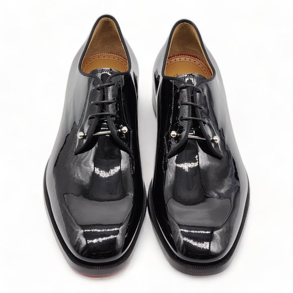 Christian Louboutin Chambeliss Patent Leather Tuxedo Derby Shoes - Picture 4 of 12